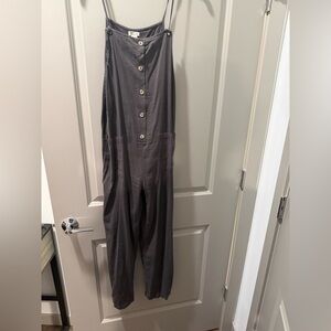 Billabong Charcoal Button-Front Jumpsuit